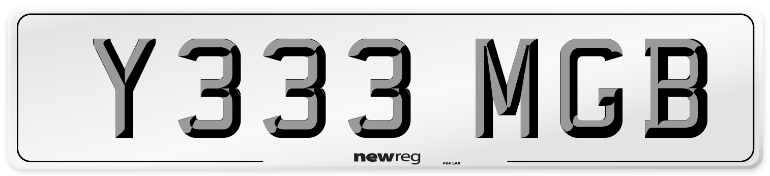 Y333 MGB Number Plate from New Reg